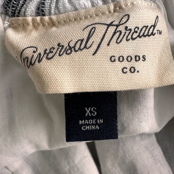 Universal Thread Linen Striped Bubble Crop Tank Top, Tie Straps Blue & White - Picture 9 of 11